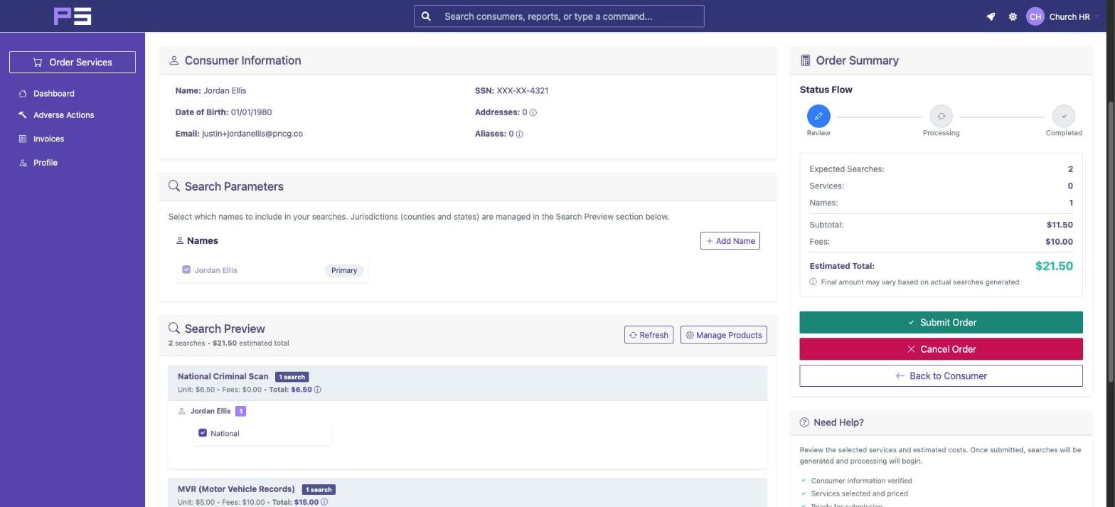 The PSBI link opens the order awaiting approval
