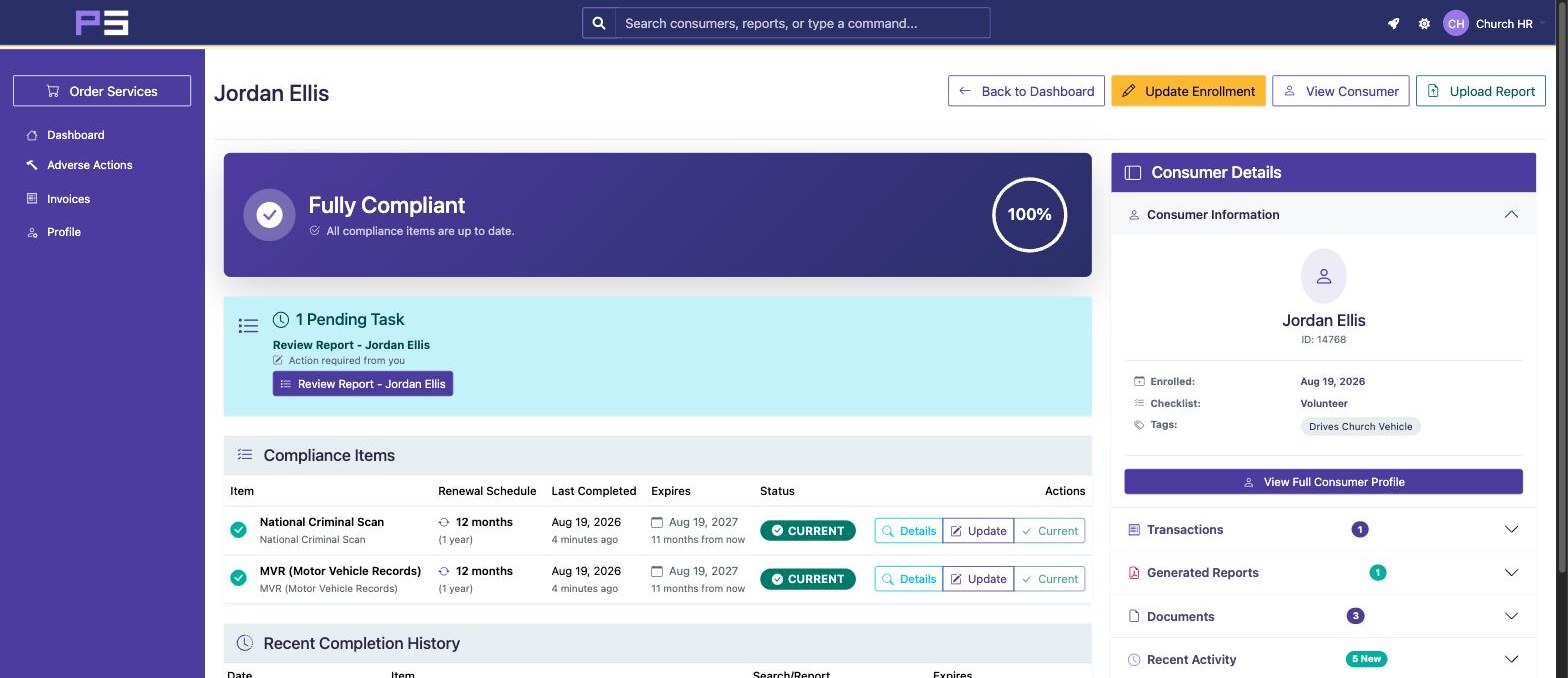 The PSBI compliance record showing both requirements current